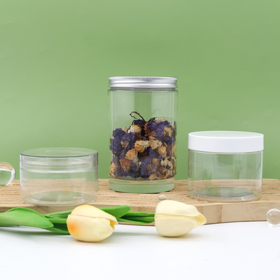 Custom Clear PET Cosmetic Cream Jar met schroefdeksel